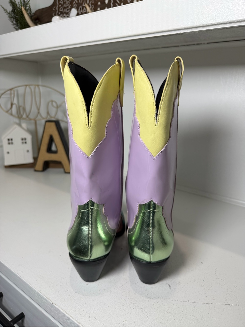 Daisy Street Cowboy Boots Women 6 Pastel Colorblock Western Festival Barbiecore - Picture 5 of 8